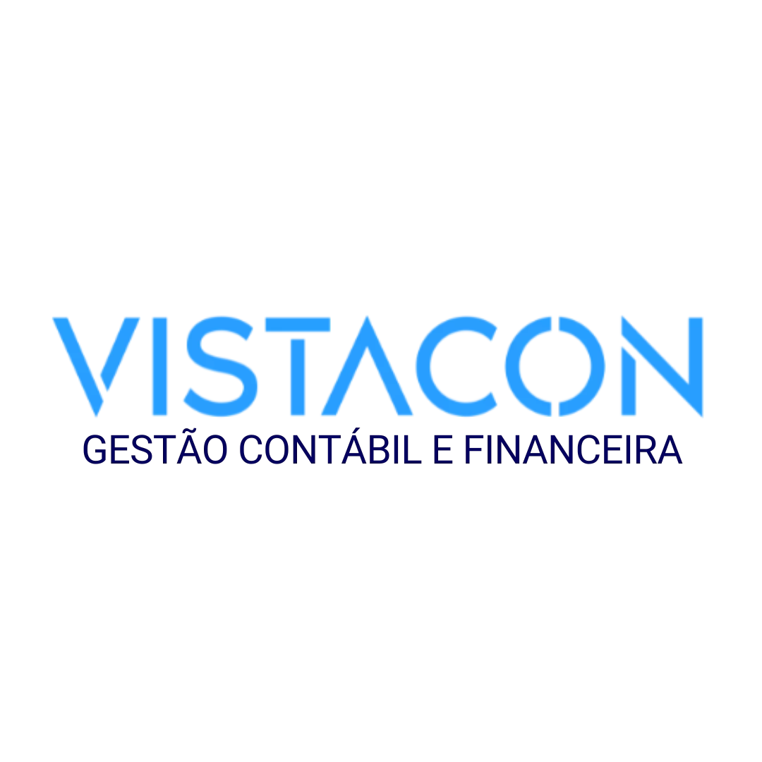 Logotipo da Vistacon Gestão Contábil e Financeira em tons de azul sobre fundo escuro.