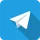 Ícone do Telegram em fundo azul representando canal de comunicação digital.
